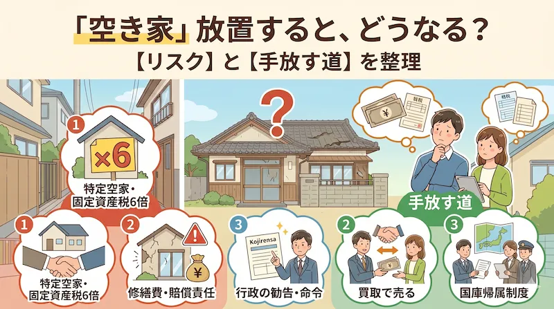 空き家を放置するとどうなる?|特定空家・固定資産税最大6倍・賠償責任と「手放す4つの道」