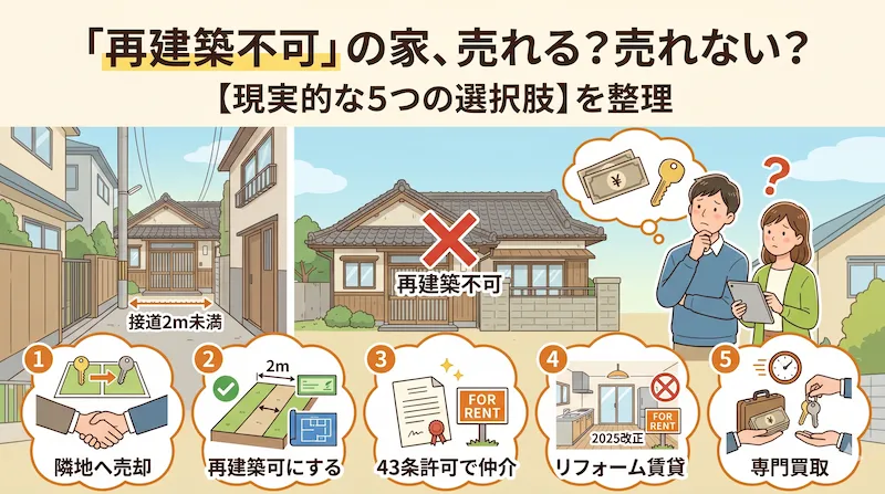 再建築不可・接道2m未満の家は売れるのか|売れない理由と現実的な5つの選択肢