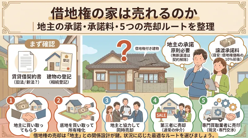 借地権の家は売れるのか|地主の承諾・承諾料・5つの売却ルートを整理